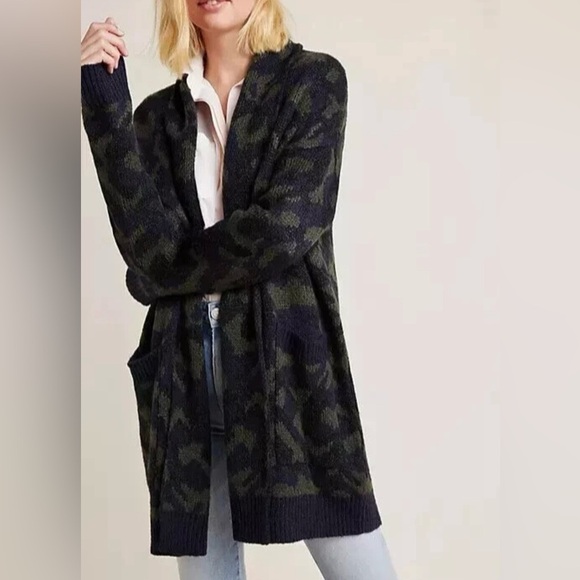 Anthropologie Jensen Camo Open Cardigan Duster Sweater Size XS - Picture 1 of 8